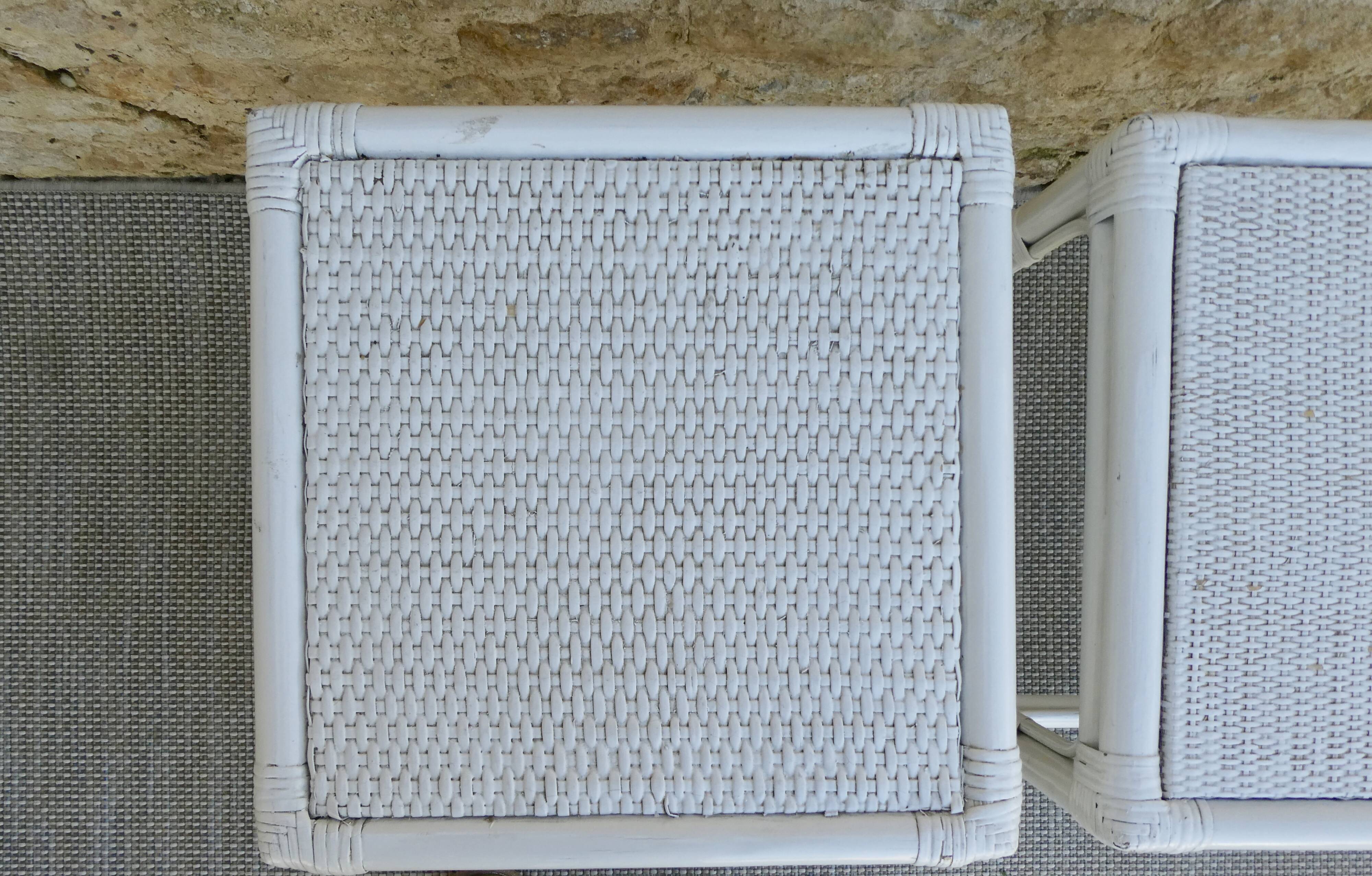 Pair of bedside or rattan sofa tips, 70s-80s