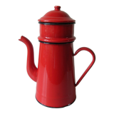 Old red enamelled coffee maker 27 cm deco retro kitchen farm countryside