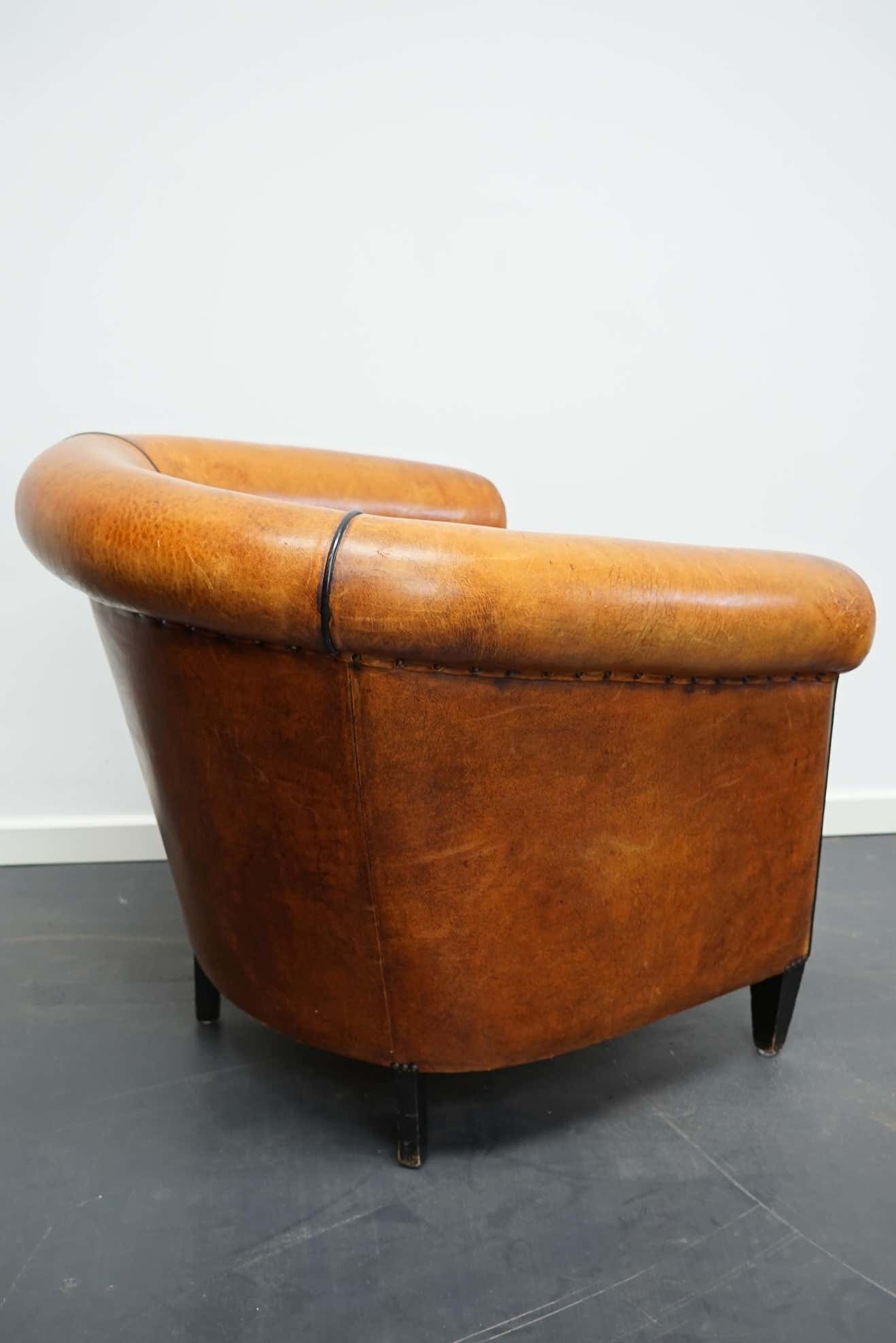 Vintage club chair in cognac-coloured leather Netherlands