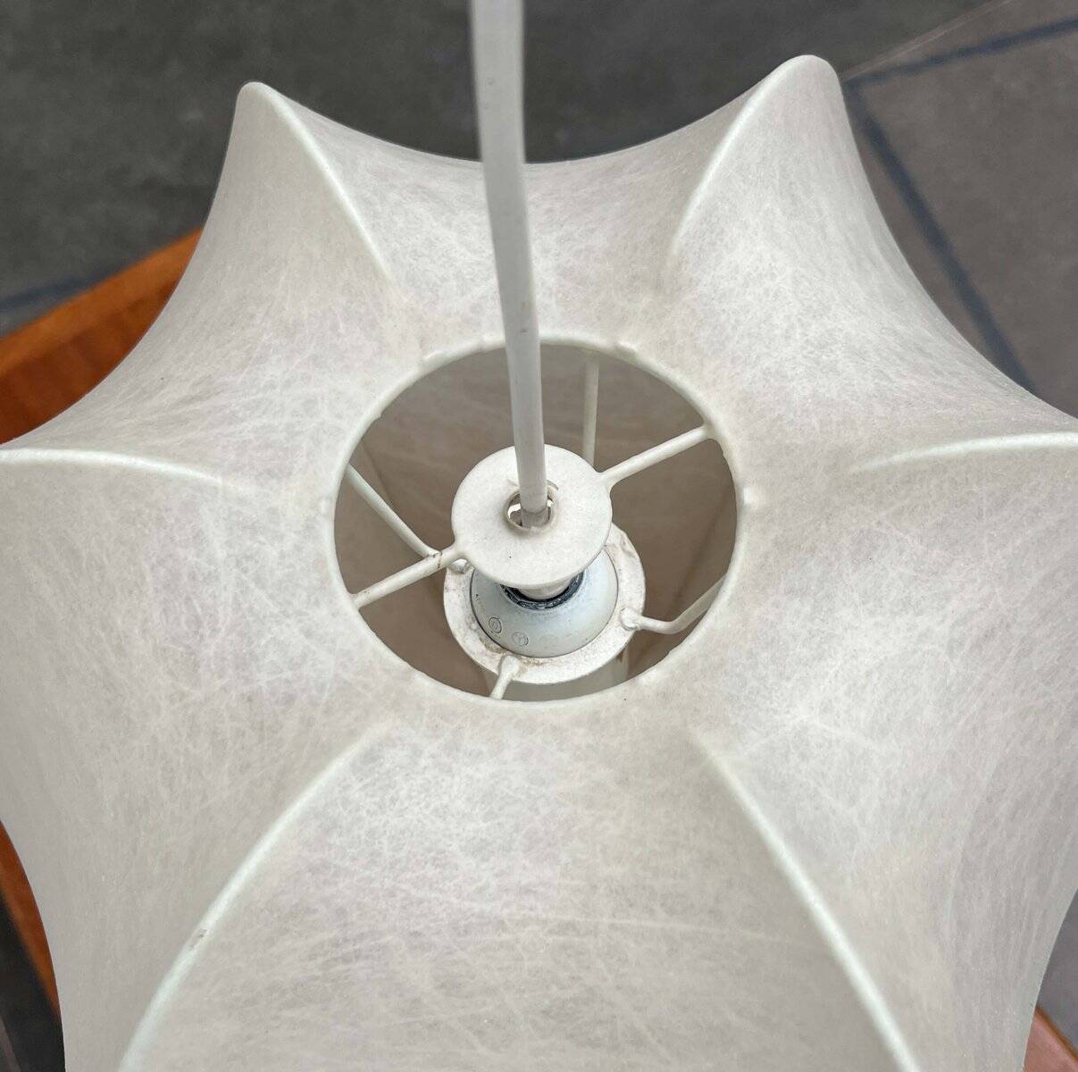 Modern mid-century Cocoon pendant lamp by Friedel Wauer for Goldkant Leuchten, Germany, 1960s.