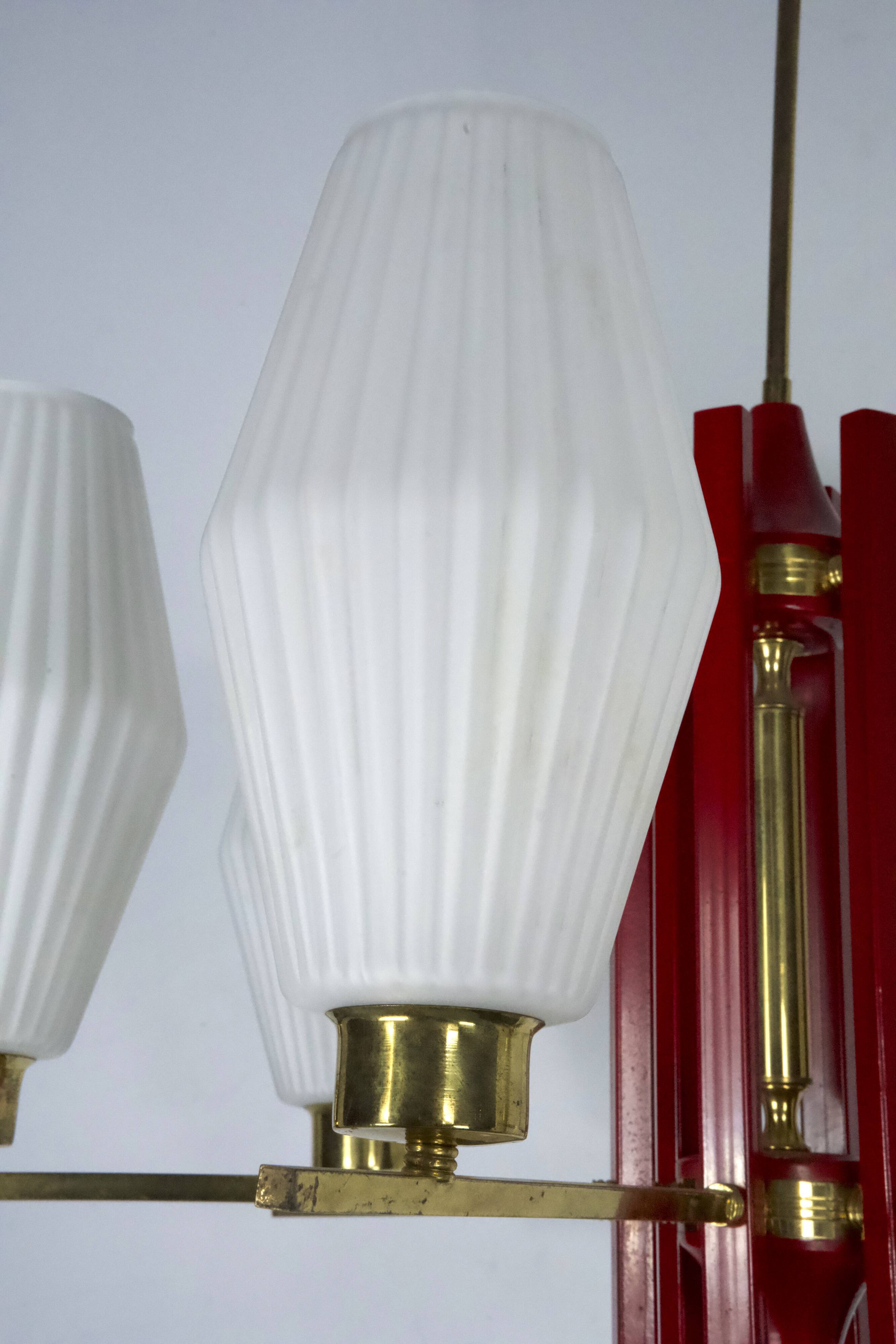 Large Mid-Century Arredoluce Monza manner chandelier. 1950s Italian design