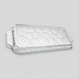 Plateau de service Art Déco en verre - fleurs pensées Vallerysthal Portieux