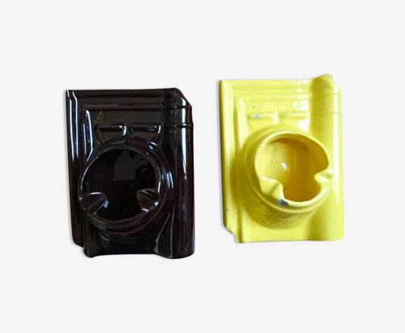 Set de 2 cendriers tuiles anciens