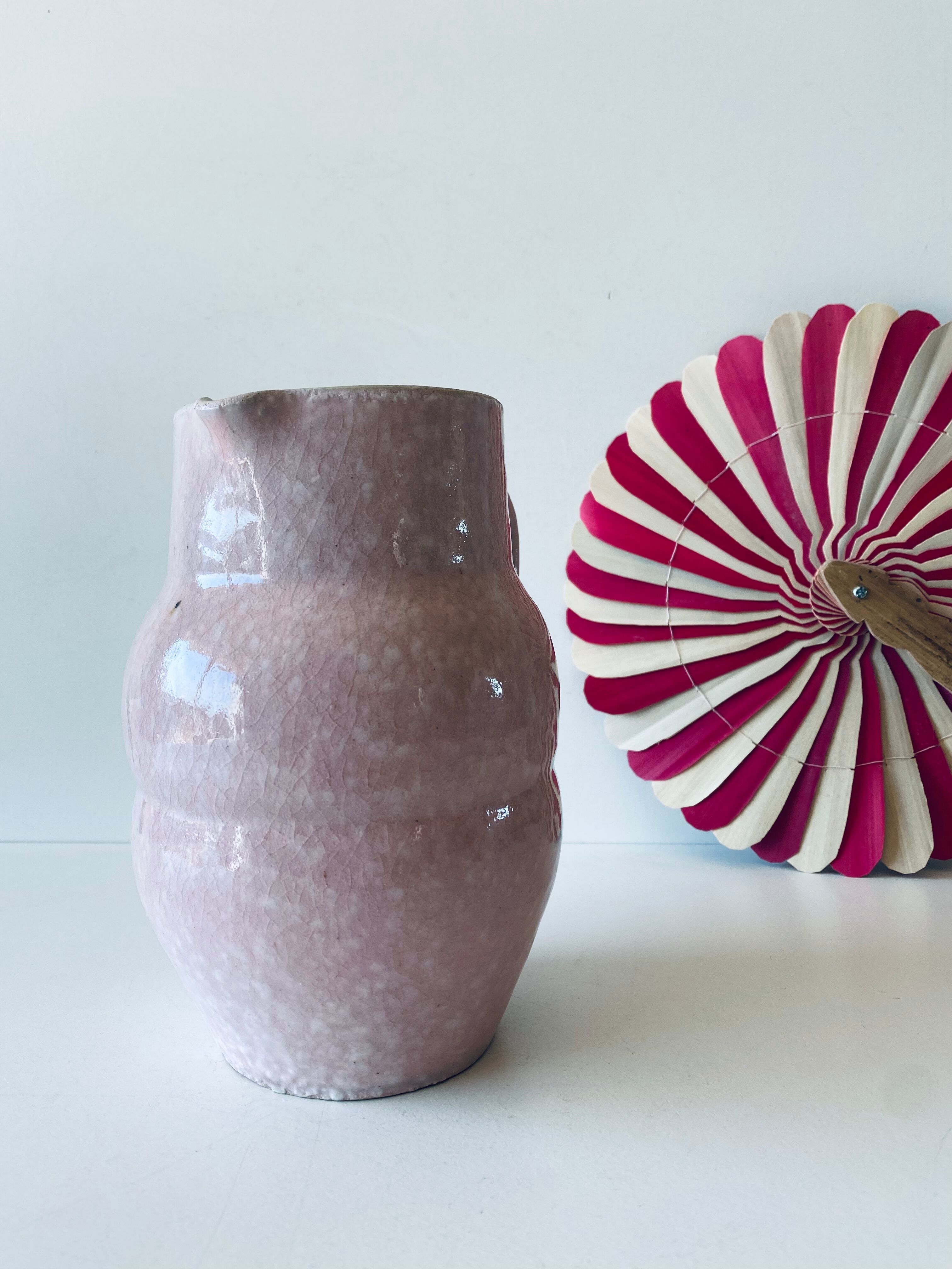 Pitcher in pink glazed ceramic