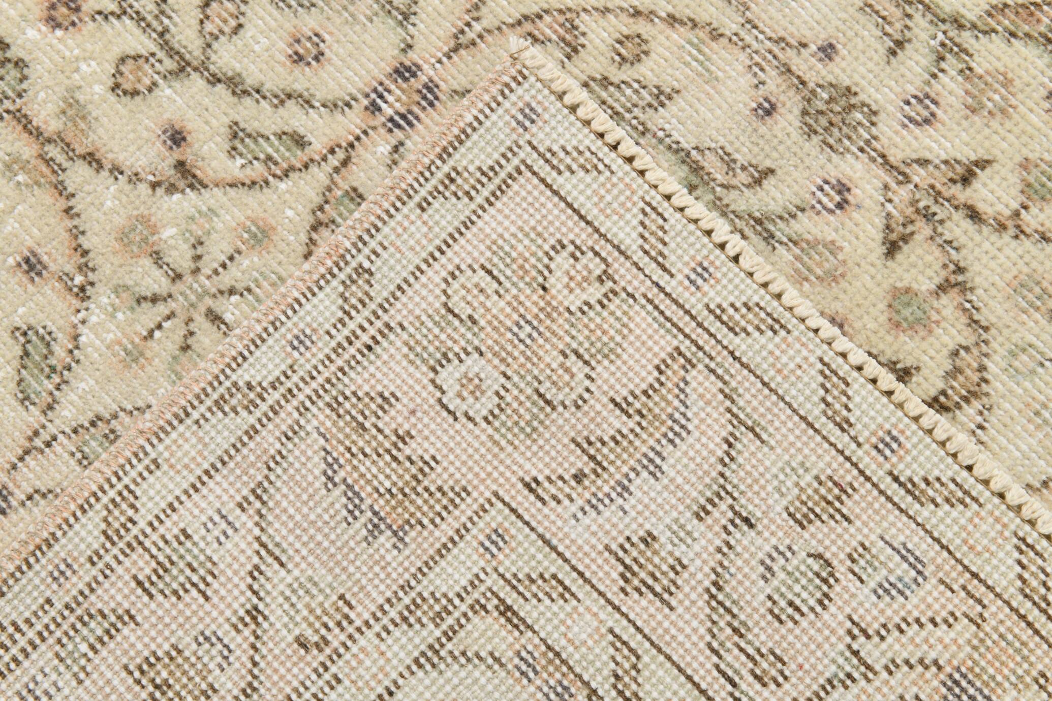 3x7 Brown Cream Floral Handmade Vintage Rug, 105x211Cm