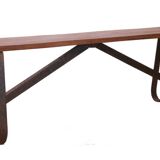 Old Burmese teak bench with wrought iron base