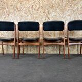 4 chaises en teck des années 70, chaise Erik Buch o.d. møbler Danemark