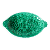 Large slip dish, green woven bamboo model, 1970