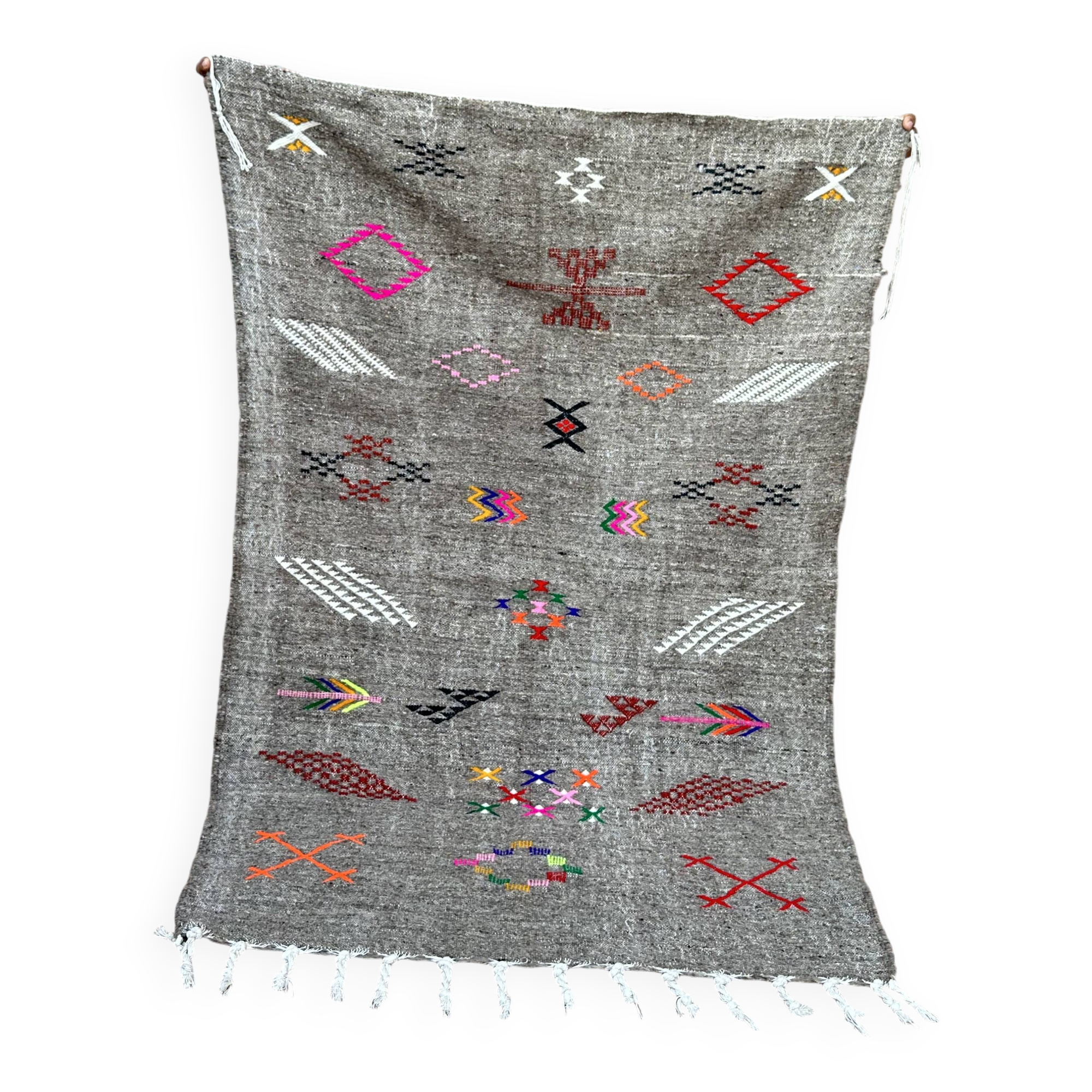 Moroccan Flat Woven Kilim Rug - Small Berber Kilim Rug - Woven Tribal Moroccan Patterns