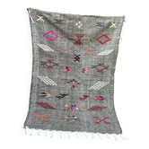 Tapis Kilim tissé à plat marocain - Petit tapis berbère Kilim - Motifs marocains tribaux tissés
