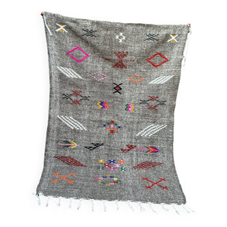 Tapis Kilim tissé à plat marocain - Petit tapis berbère Kilim - Motifs marocains tribaux tissés