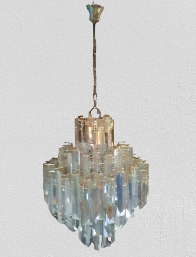Murano crystal chandelier attributed to Paolo Venini, 1970s.