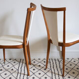 Pair of Scandinavian style wooden chairs and skaï