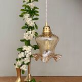 Vintage tulip pendant light in amber glass