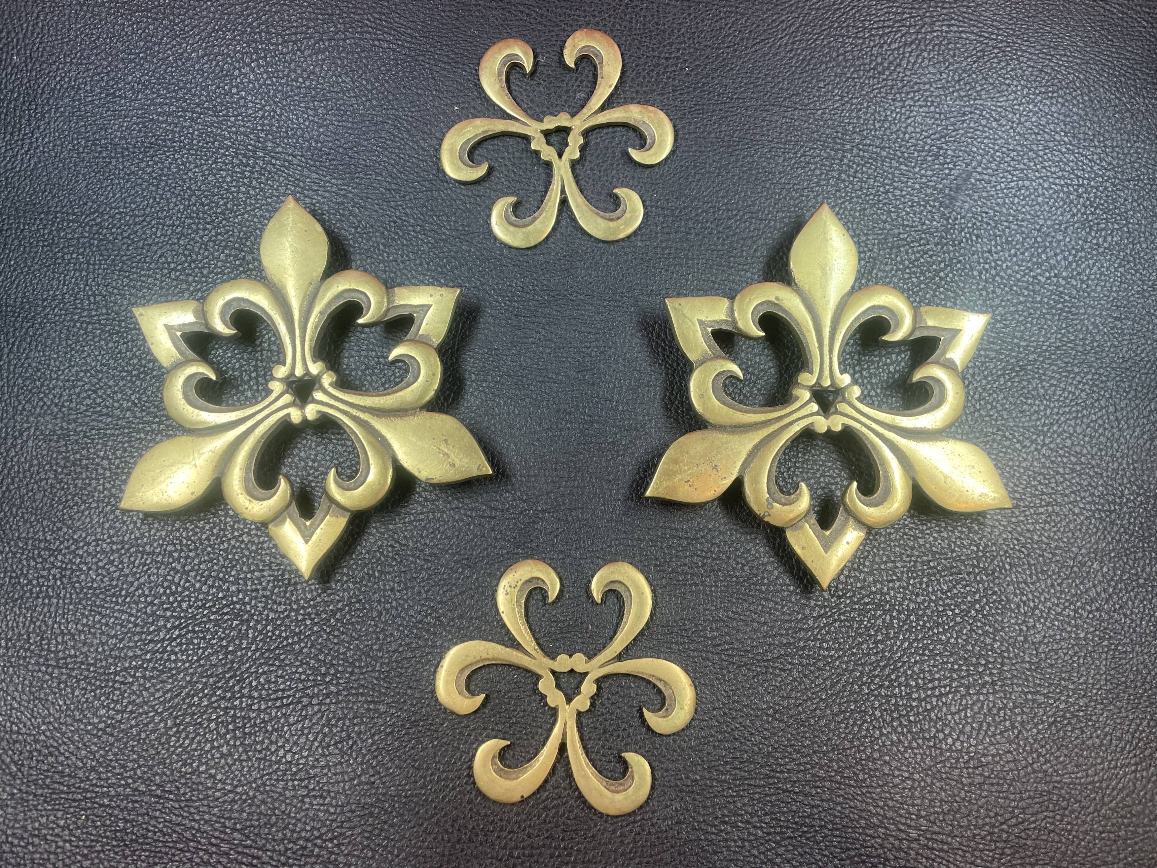 Lot 2 Dessous de plat sur 3 pieds en Bronze Laiton LYS + 2 pose bouteille