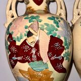 Pair of large Japanese Satsuma vases 62cm