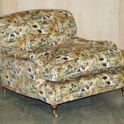 Pair of Howard Custom Love Seat Armchairs in Mulberry Silk Velvet