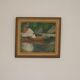 Huile sur toile originale européenne — Maison au bord du lac