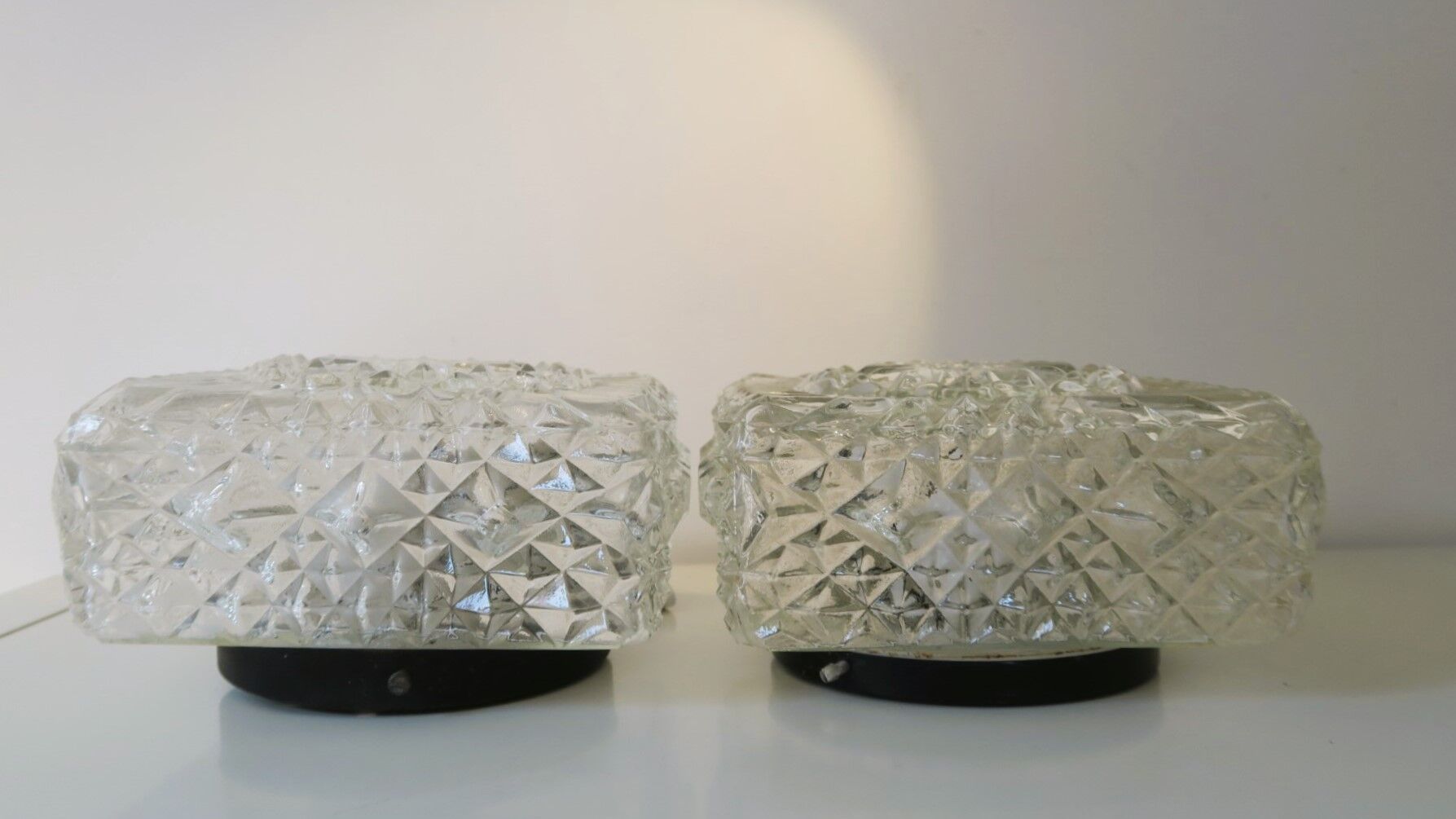 Glass ceiling lamp pair