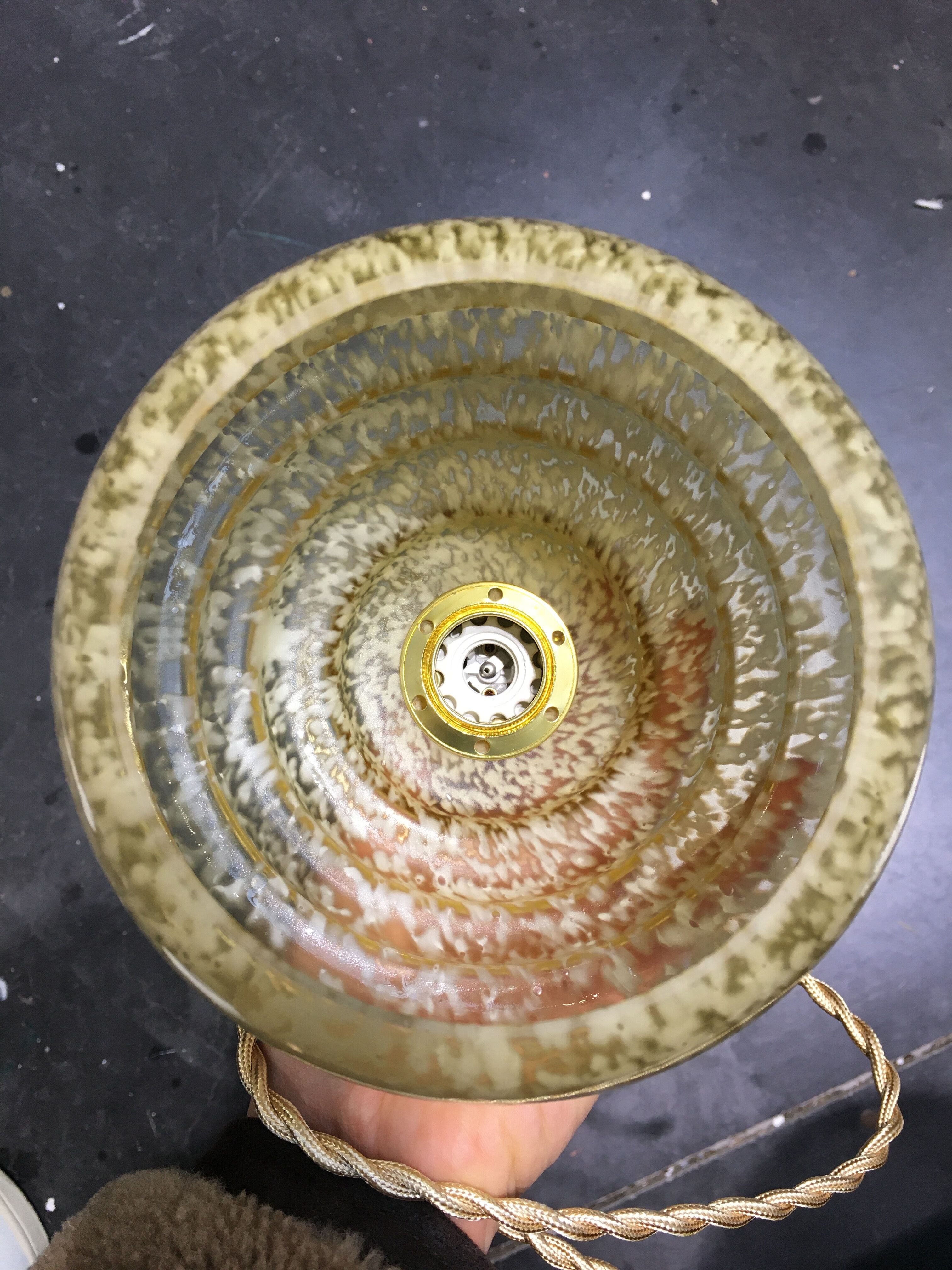 Art deco pendant lamp in yellow Clichy glass