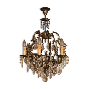 Lustre pampilles doré vintage