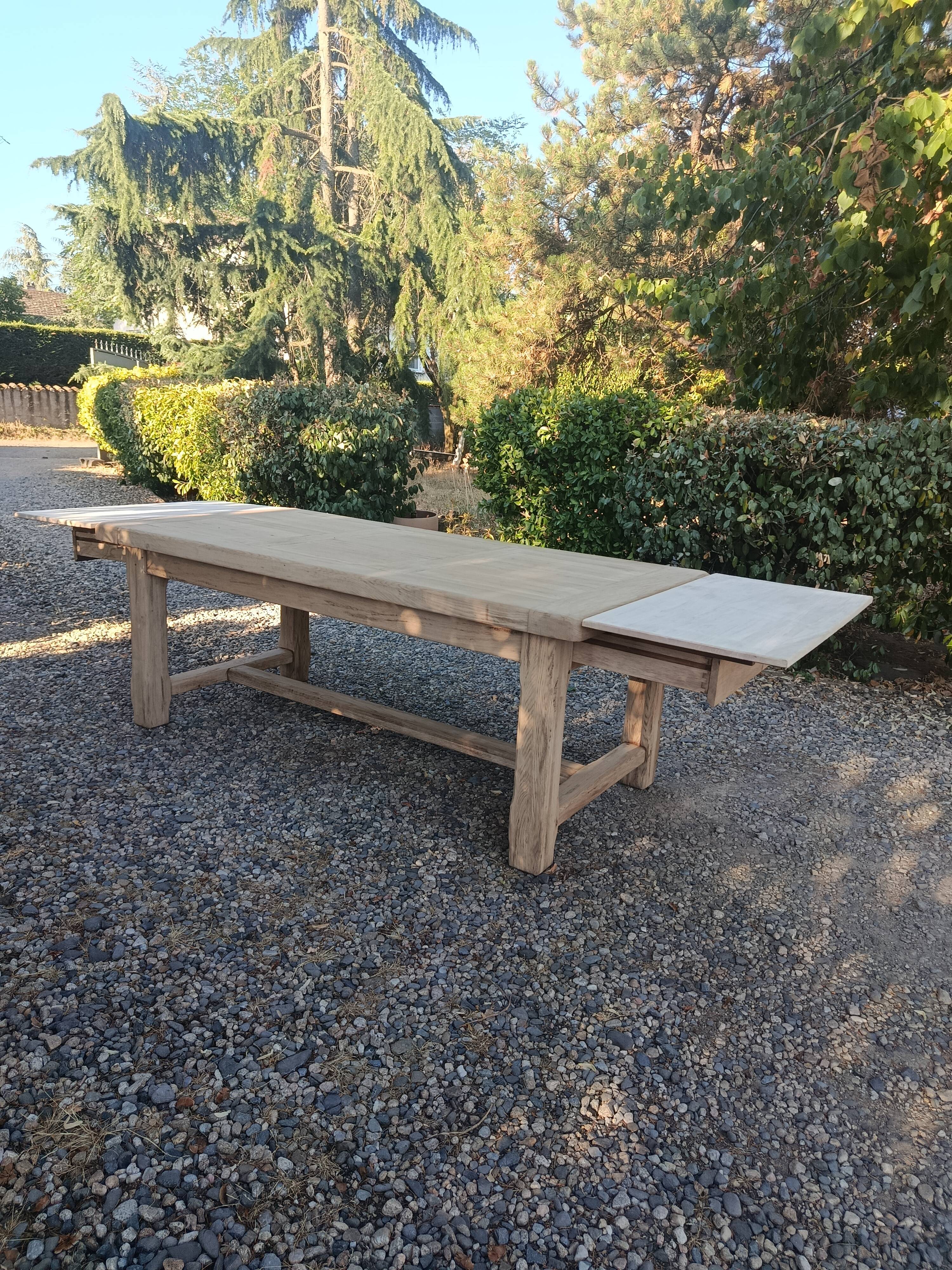 Solid oak farmhouse table with extension