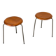 Dot Stool in Teak by Arne Jacobsen for Fritz Hansen, 1950s, Set of 2