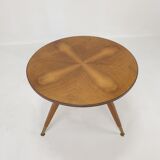 Italian wooden coffee table with brass feet 1960's