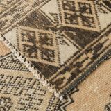 3x10 Cream Black Vintage Persian Runner Rug, 76x303Cm SK 20938