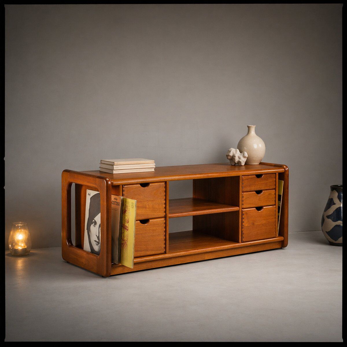 Mid-century Danish teak vinyl storage cabinet from Dyrlund, 1960s