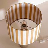 Lampe grès et abat-jour rayures jaunes