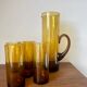 Amber blown glass orangeade service from the 1970s.