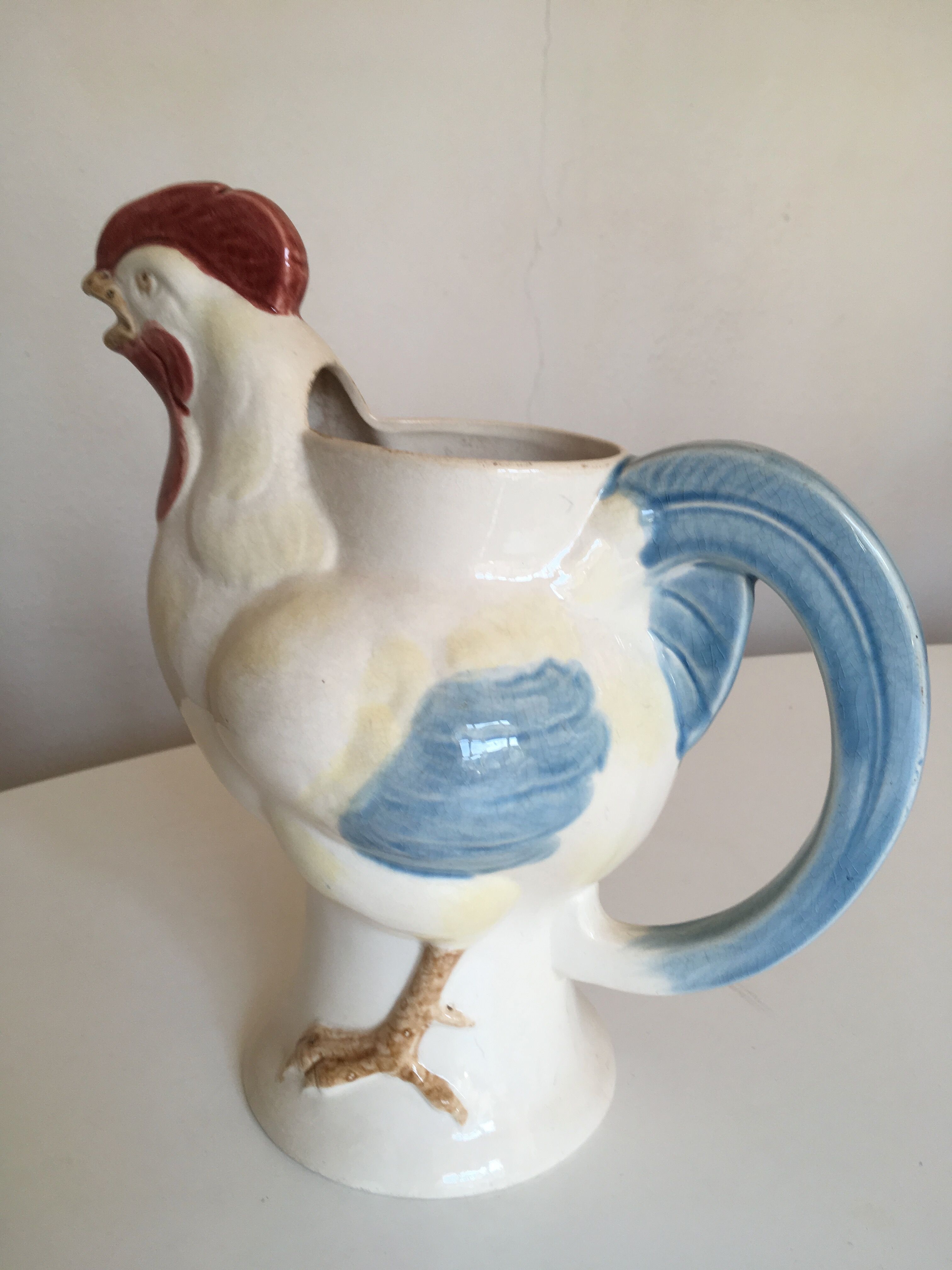 Pichet oiseau zoomorphe en Barbotine de Gien 1920s