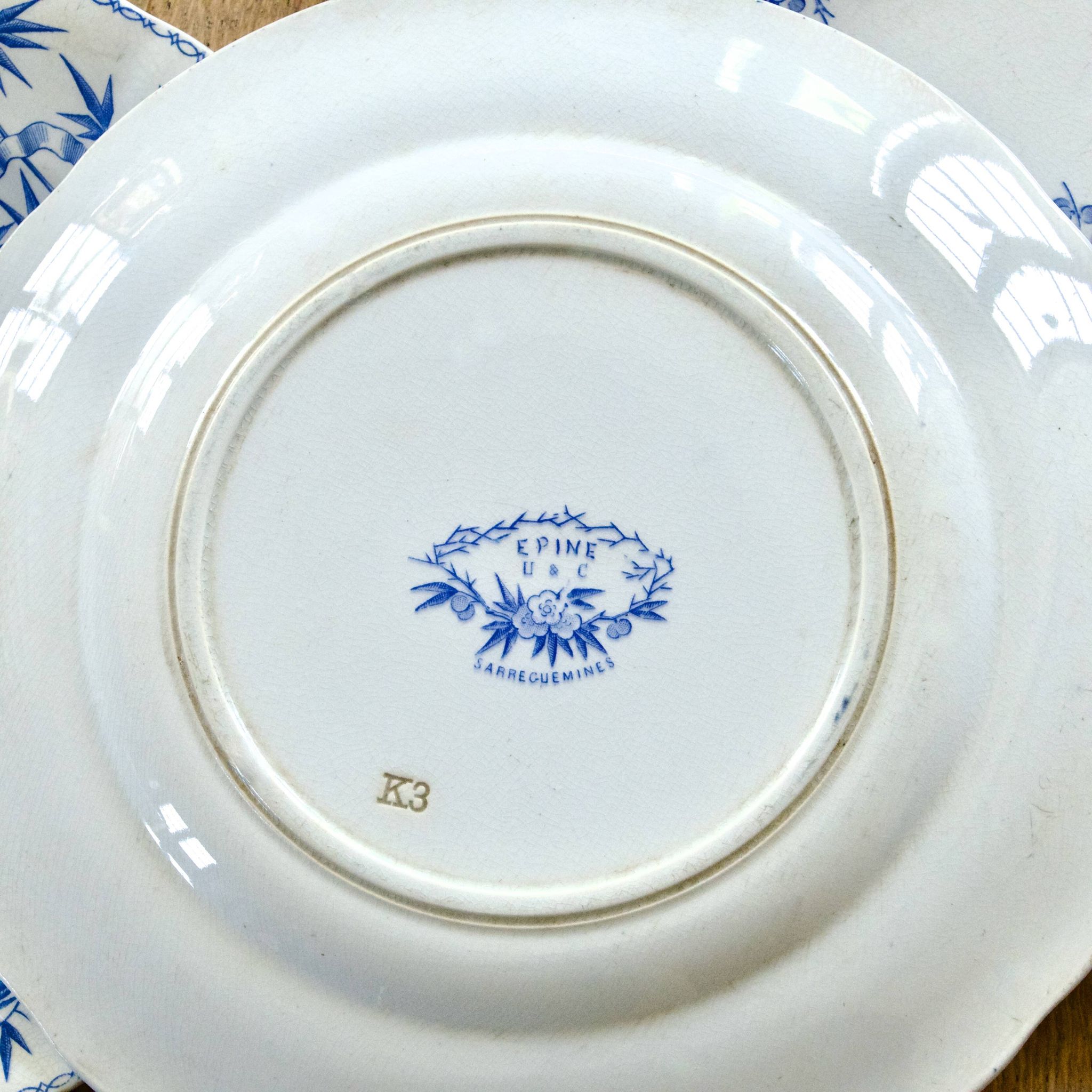 19th century Sarreguemines "Epine" ironstone dinner plates