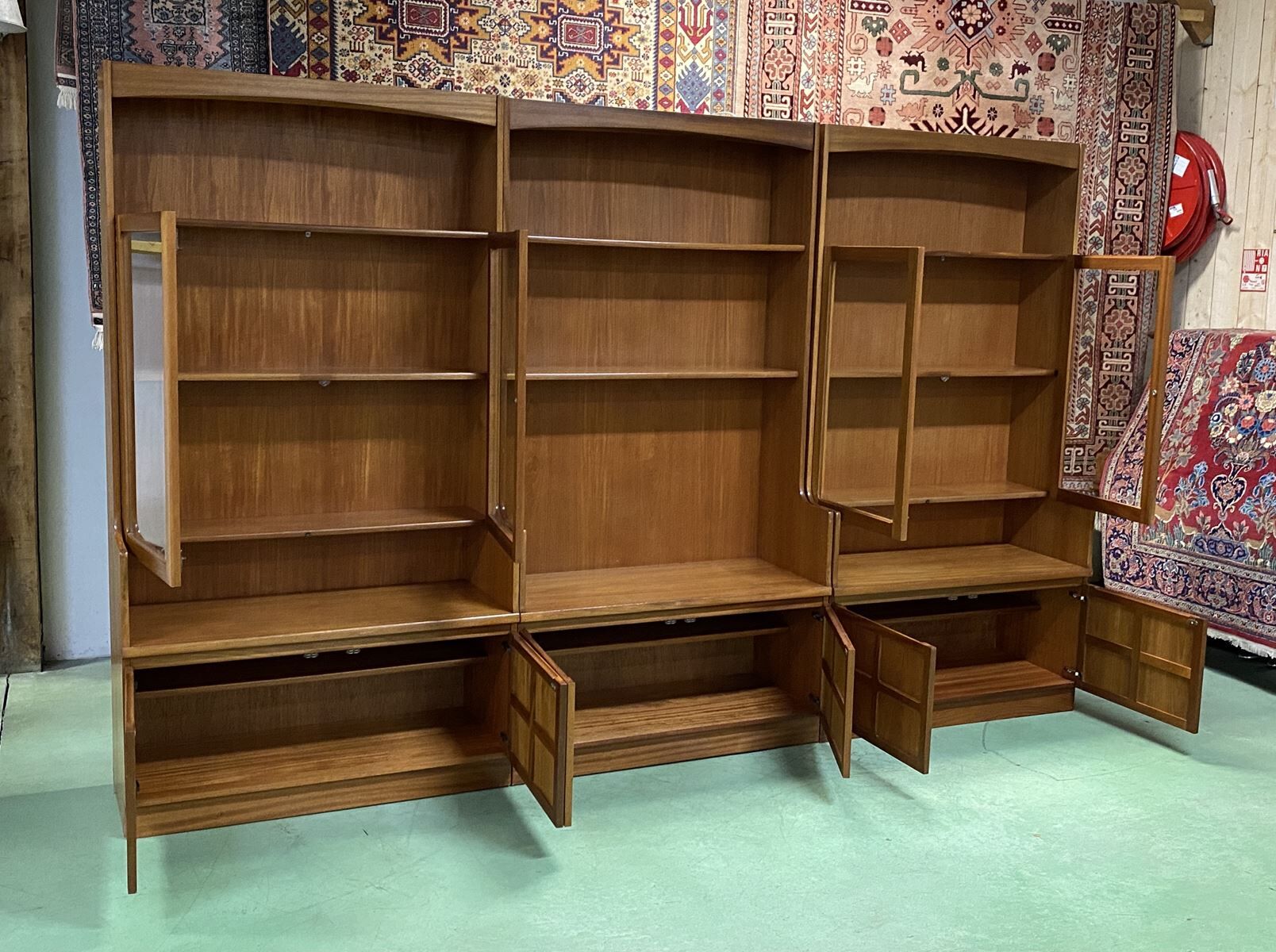 English library in 3 modules from the 1980s in teak