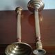 Pair of b-shaped brass legs in the shape of a column