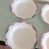 Suite of six hollow plates décor baskets of roses by Digoin Sarreguemines vintage 50s-60s