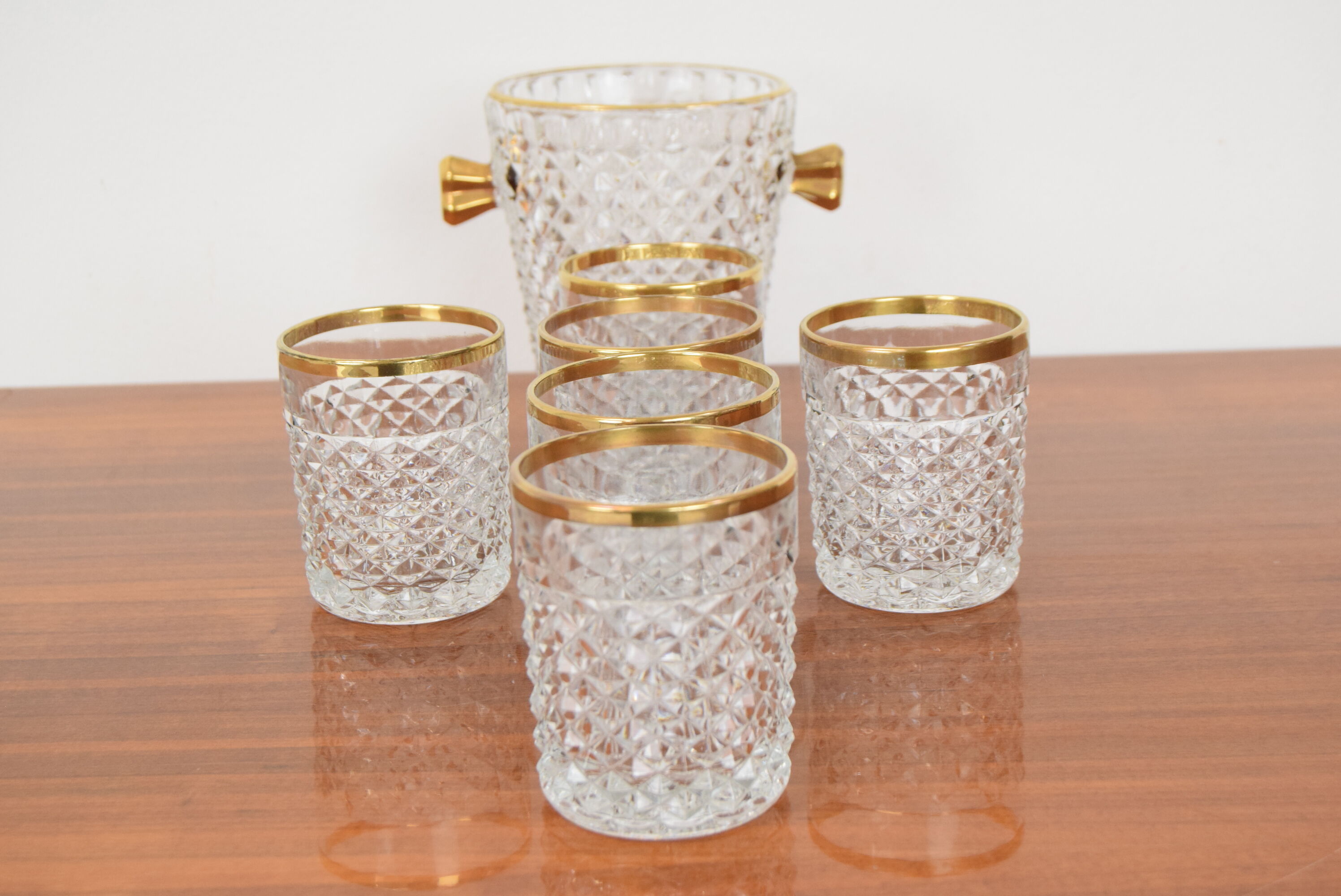Set Glassware barware of Mid-century by Bohemia Crystal,1960's.