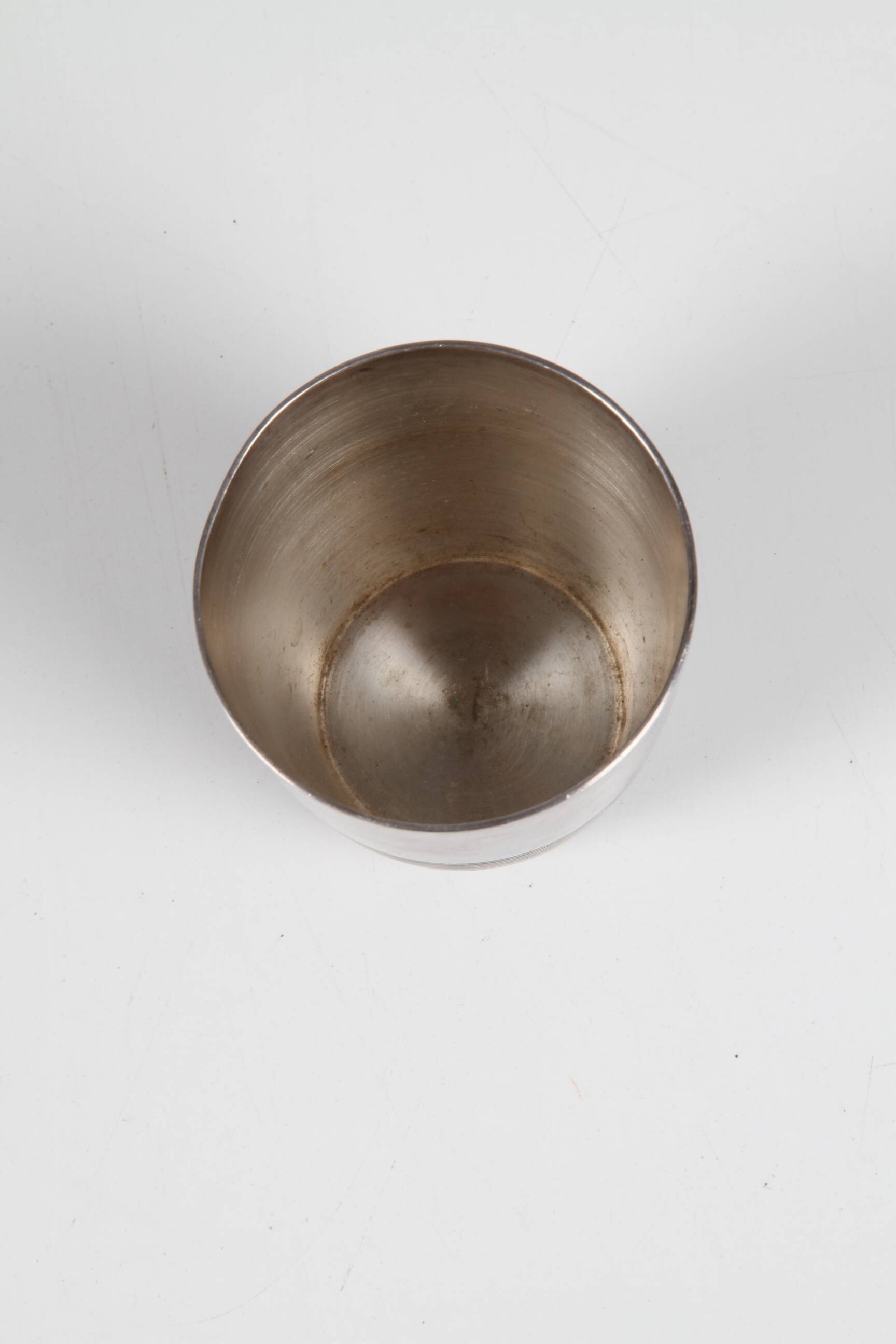 Christofle silver metal tumbler cup, Luc Lanel ripple model