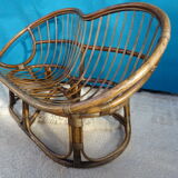 Vintage rattan bench 70s