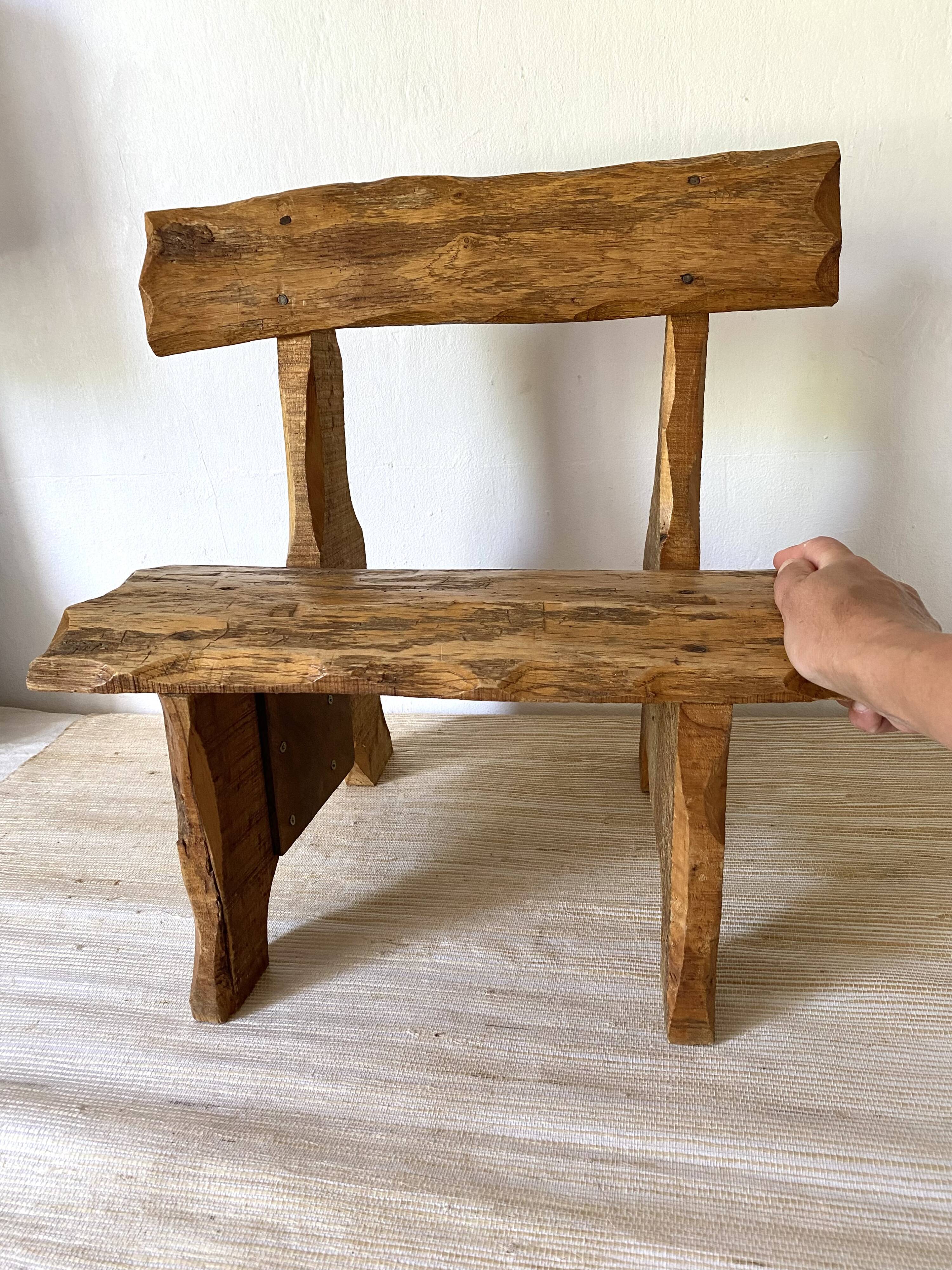 Brutalist low chair in solid wood