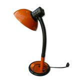 Lampe de table en métal orange et noire avec bras flexible