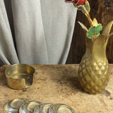 Individual brass ashtrays with storage support