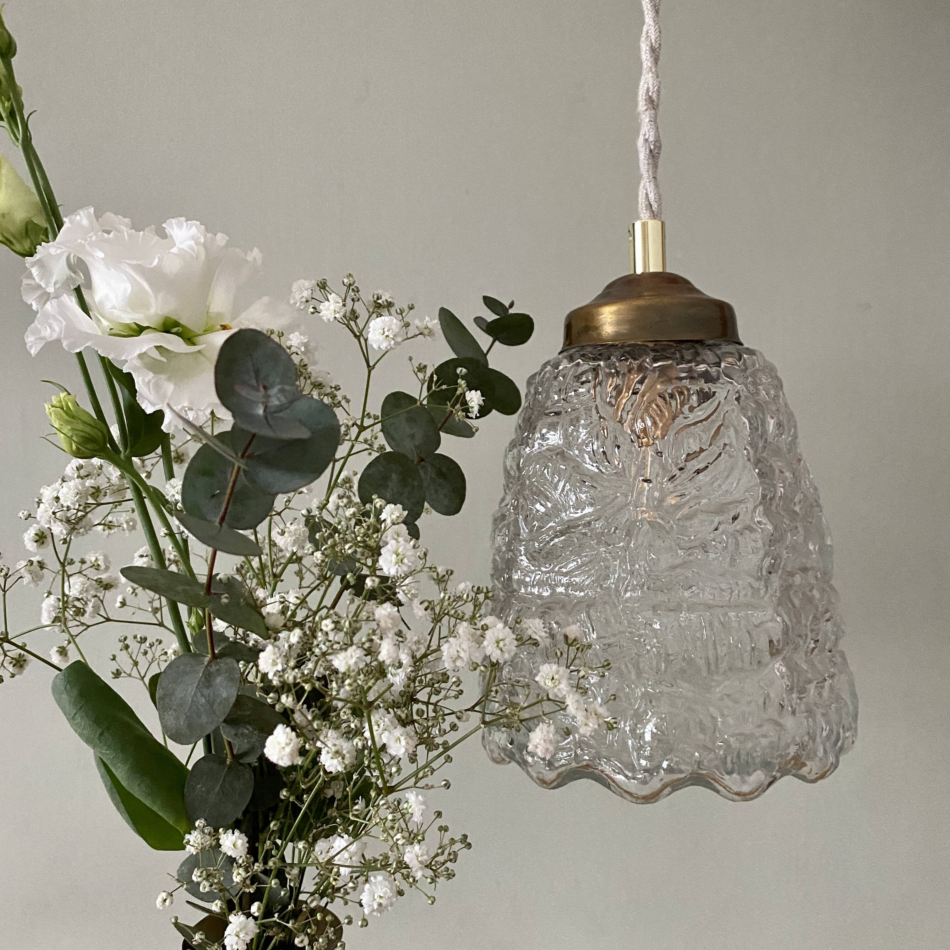 Vintage globe pendant in molded glass