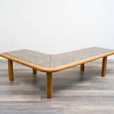 Boomerang coffee table, fossil marble, 70s