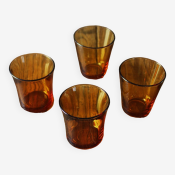 A set of 4 Vereco amber glass tumblers