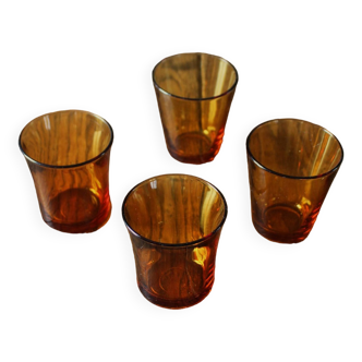 A set of 4 Vereco amber glass tumblers