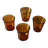 Un lot de 4 verres gobelets verre ambré Vereco