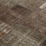 Handwoven Turkish Contemporary 170 cm x 243 cm Brown Patchwork Carpet