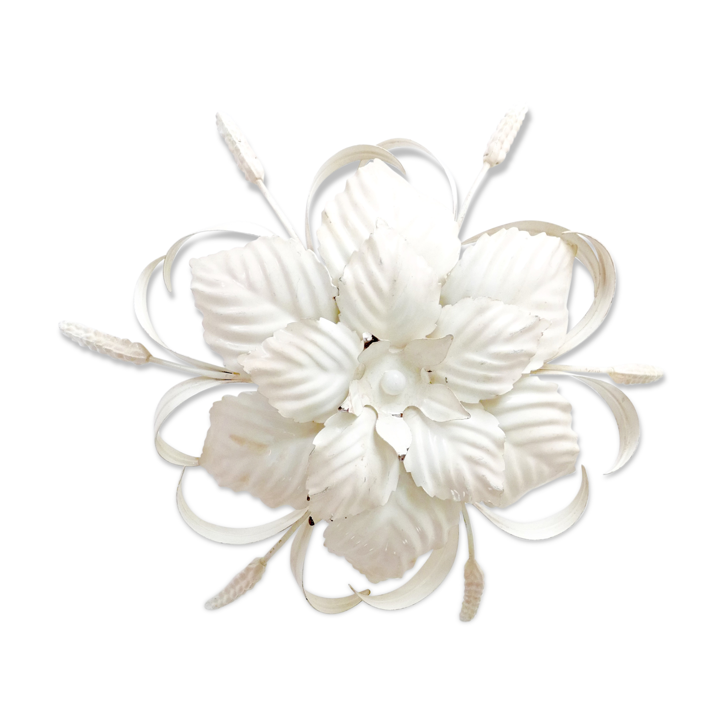 Ceiling light foliage in white metal early 1970s